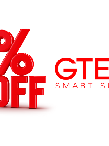 Red '25% OFF' text with GTECHNIQ logo on a white background