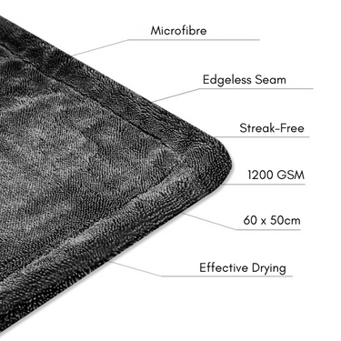 1400 GSM Double Sided Twisted Loop Drying Towel: 60x50cm Detailing Corporation.