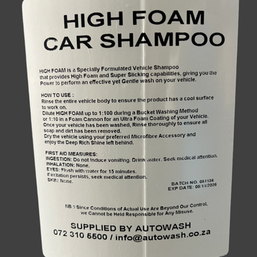 High Foam Wash and Wax Shampoo Detailer South Africa.