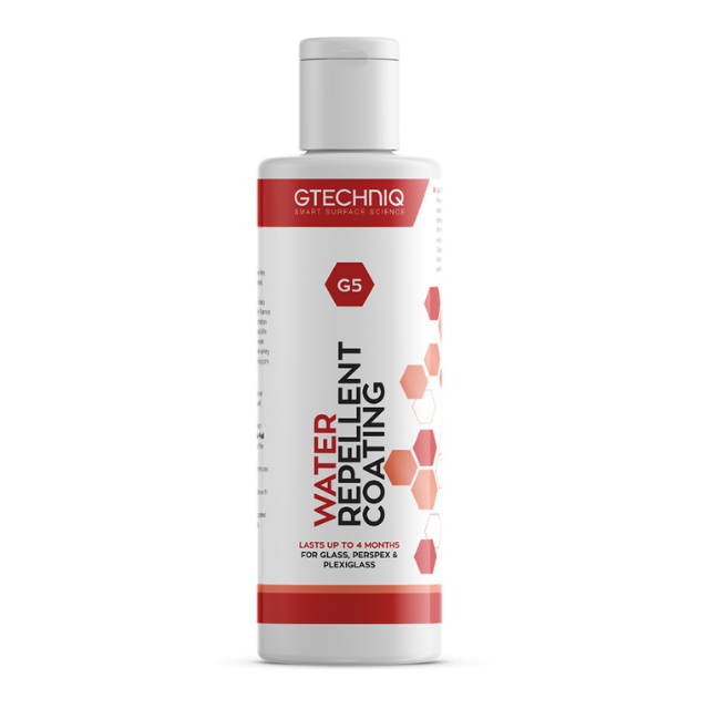 G5 Water Repellent Coating for Glass and Perspex Gtechniq.