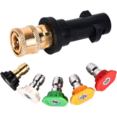 Karcher Adapter Set: 5 Pressure Washer Nozzle Tips + Female Quick Connector Detailer South Africa.