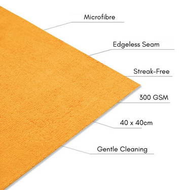 Smooth Edge: Edgeless Microfibre Cloth.