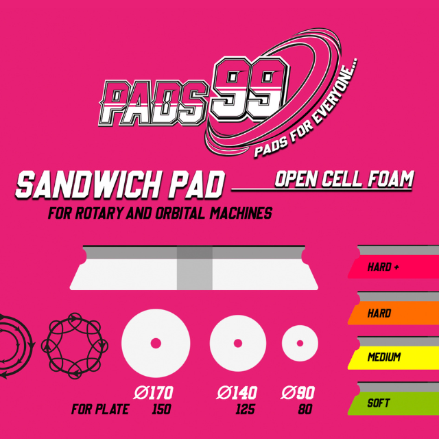 Pads 99 Red Sandwich Pad: 6 Inch Heavy Cutting Pad Pads99.