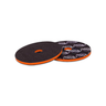 Two sanding discs with black and orange design on a white background