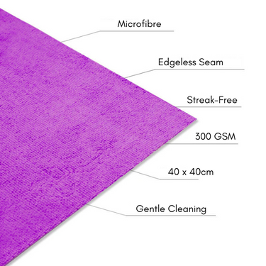 Smooth Edge: Edgeless Microfibre Cloth.