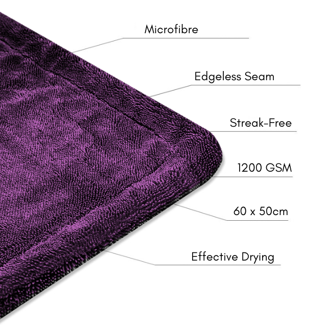 1400 GSM Double Sided Twisted Loop Drying Towel: 60x50cm Detailing Corporation.