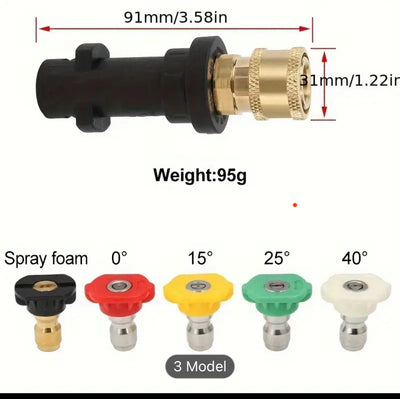Karcher Adapter Set: 5 Pressure Washer Nozzle Tips + Female Quick Connector