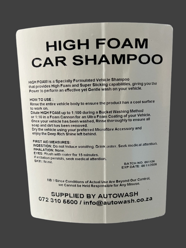 High Foam Wash and Wax Shampoo Detailer South Africa.