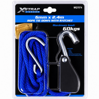 6mm x 2.4m Rope Tie Down with Ratchet (60kg)